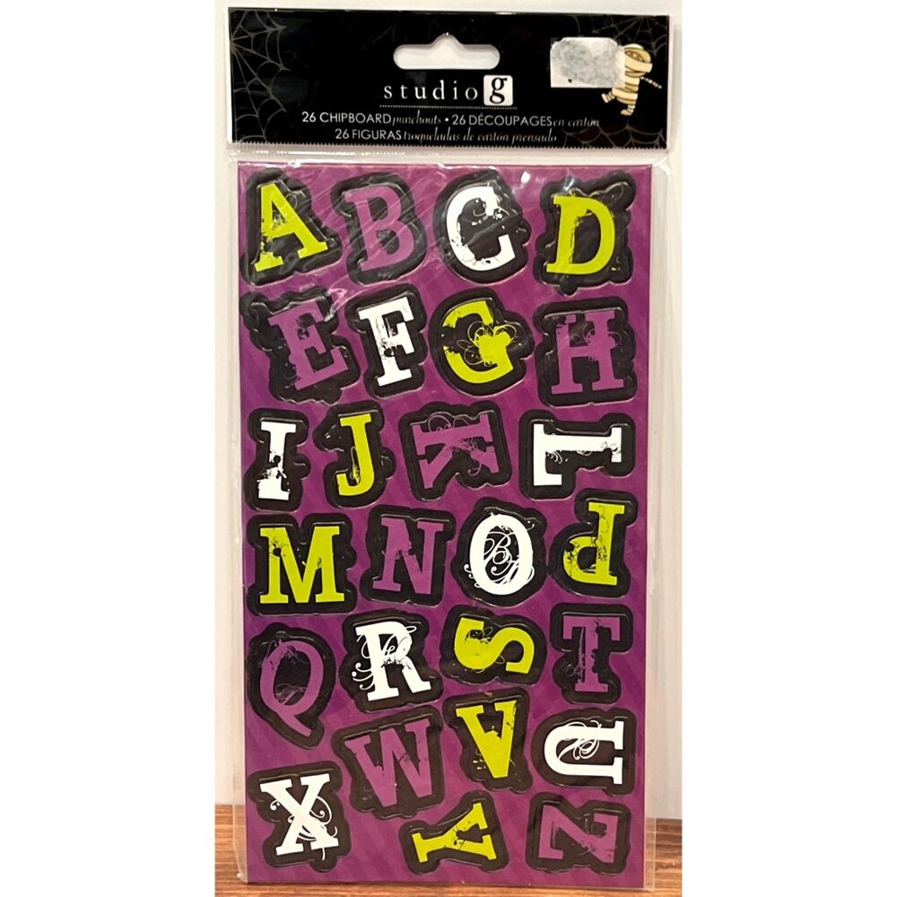 Studio G Halloween Chipboard Punchouts 26 Pieces VCB0501 Alphabet by Janet Dunn